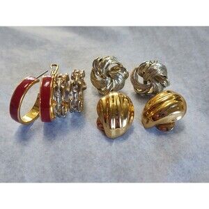 Vintage Signed Lisner & Monet Hoop & Button Earrings Lot